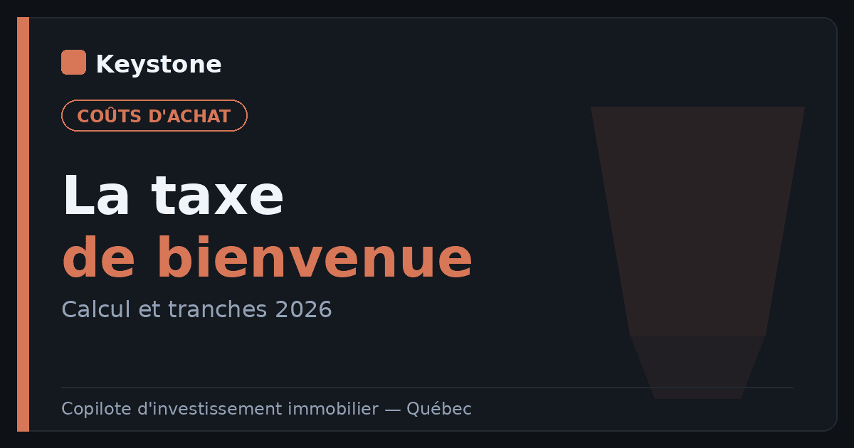 Taxe de bienvenue au Québec : comment elle se calcule en 2026 (et combien prévoir)